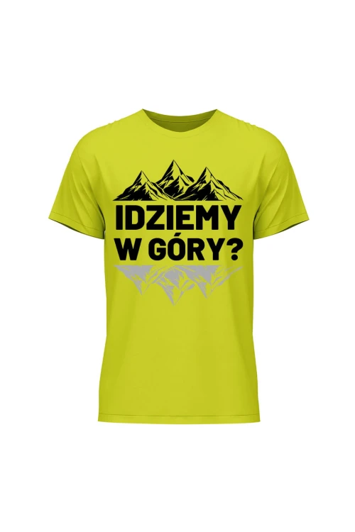 Koszulka męska Idziemy w góry - limonka