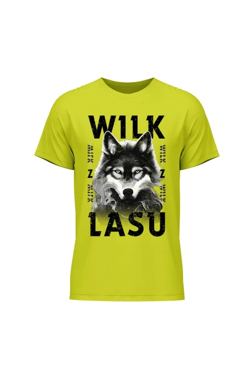 Koszulka męska Wilk z lasu - limonka