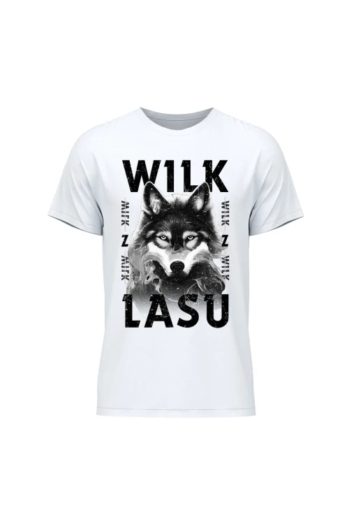 Koszulka męska Wilk z lasu - biała