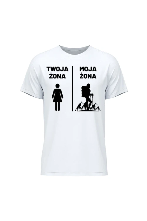 Koszulka męska Twoja żona Moja żona - biała