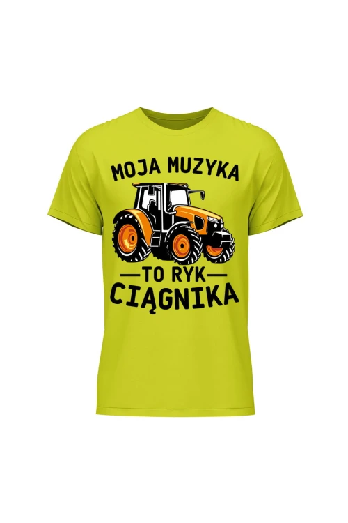 Koszulka męska Moja muzyka to ryk ciągnika - limonka