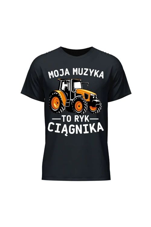 Koszulka męska Moja muzyka to ryk ciągnika - czarna