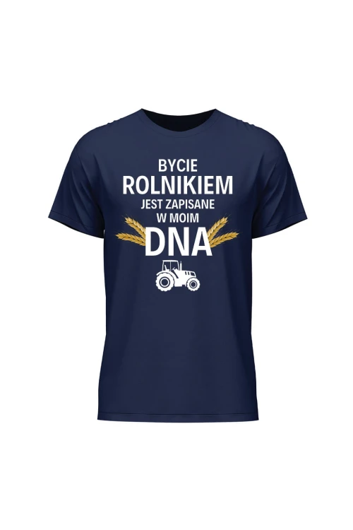 Koszulka męska Bycie rolnikiem jest zapisane w moim DNA - granatowa