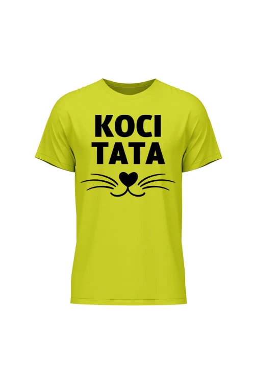 Koszulka męska Koci tata - limonka
