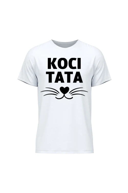 Koszulka męska Koci tata - biała