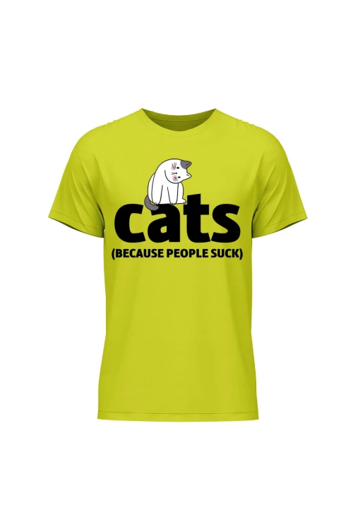 Koszulka męska Cats because people sck - limonka