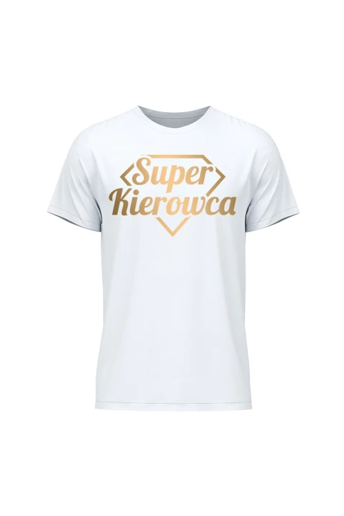 Koszulka męska Super kierowca złoty - biała