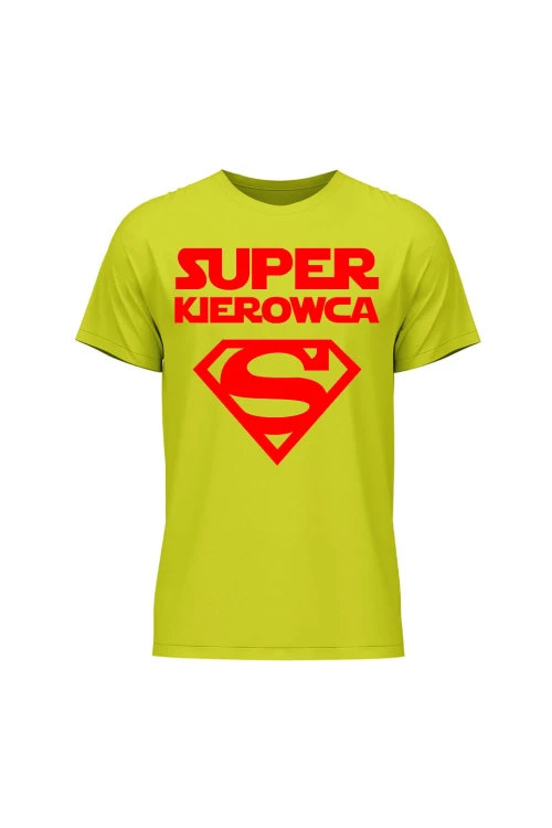 Koszulka męska Super kierowca czerwony - limonka