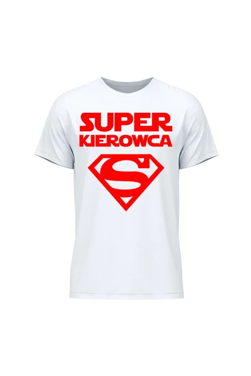 Koszulka męska Super kierowca czerwony - biała