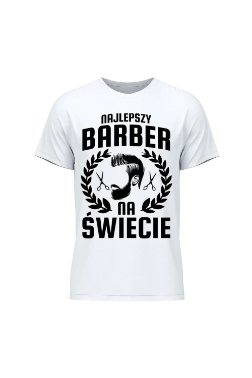 Koszulka męska Najlepszy barber na świecie - biała
