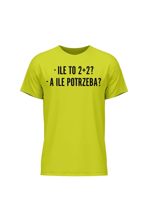Koszulka męska Ile to 2+2? A ile potrzeba? - limonka