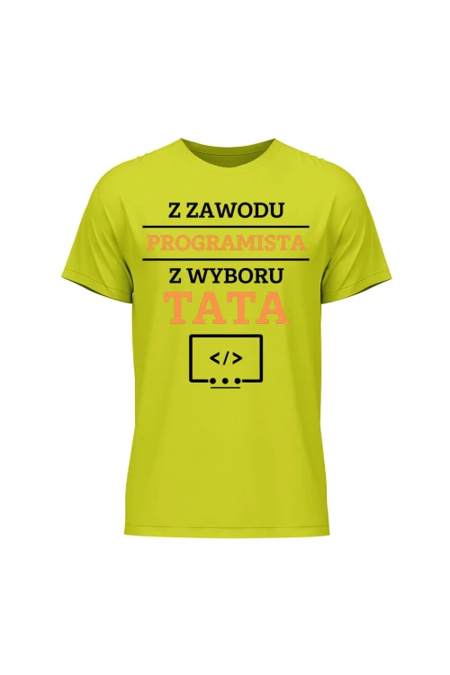 Koszulka męska Z zawodu programista z wyboru Tata - limonka