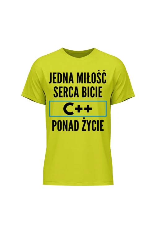 Koszulka męska Jedna miłość serca bicie C++ ponad życie - limonka