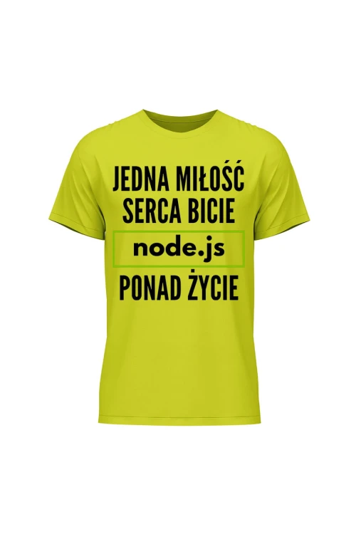 Koszulka męska Jedna miłość serca bicie node.js ponad życie - limonka