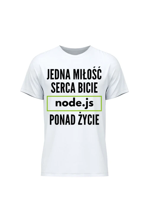 Koszulka męska Jedna miłość serca bicie node.js ponad życie - biała