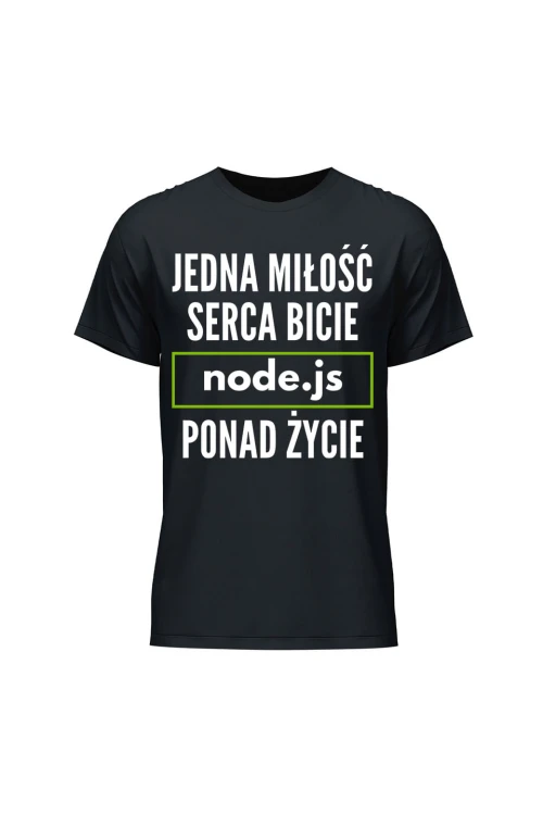 Koszulka męska Jedna miłość serca bicie node.js ponad życie - czarna