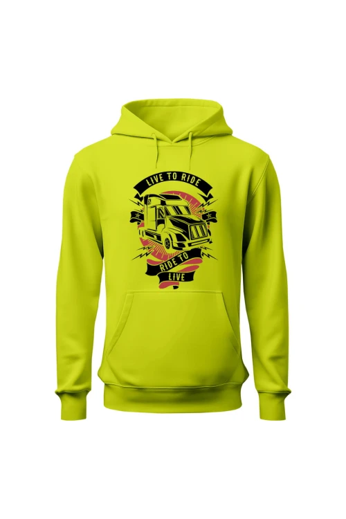 Bluza męska z kapturem Live to ride kierowca ciężarówki - limonka