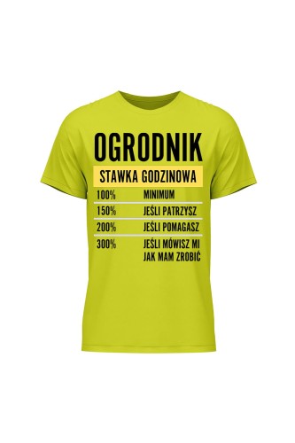 Koszulka męska Ogrodnik stawka godzinowa - limonka
