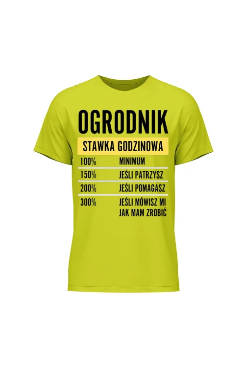 Koszulka męska Ogrodnik stawka godzinowa - limonka