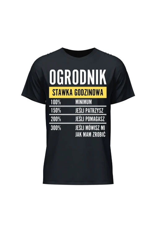Koszulka męska Ogrodnik stawka godzinowa - czarna