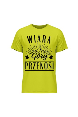 Koszulka męska Wiara góry przenosi - limonka