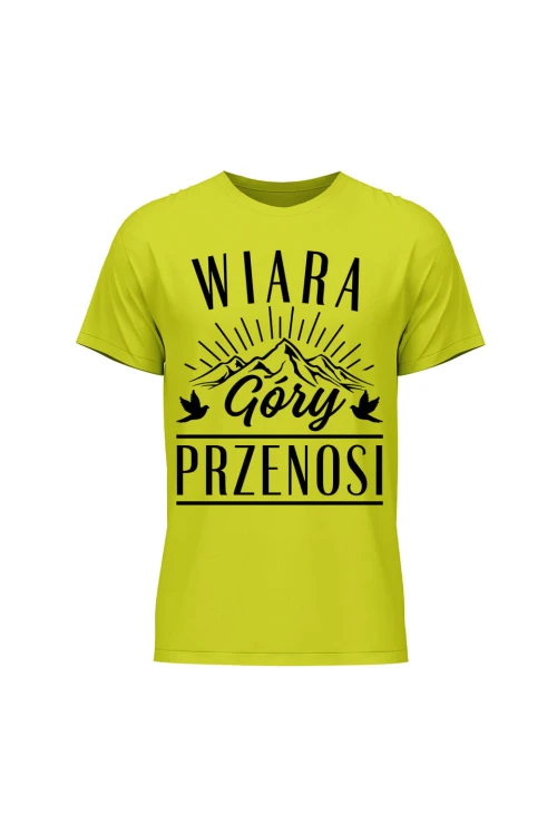Koszulka męska Wiara góry przenosi - limonka