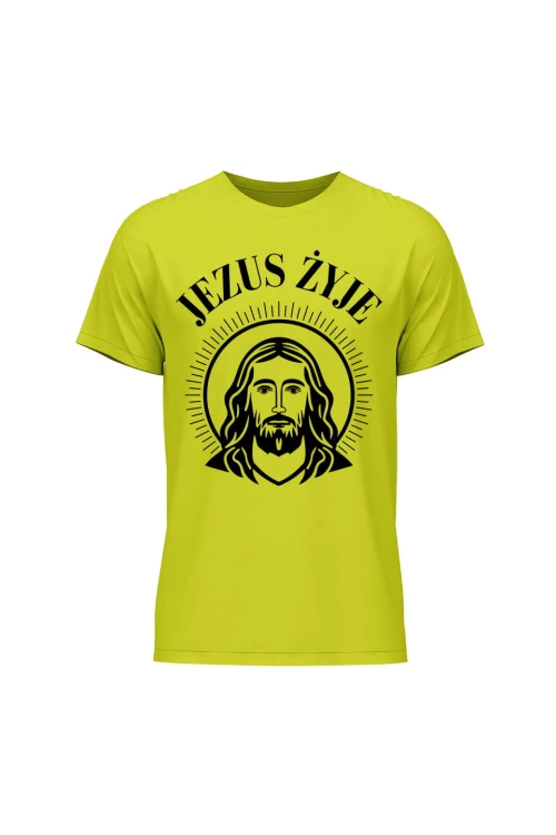 Koszulka męska Jezus żyje - limonka