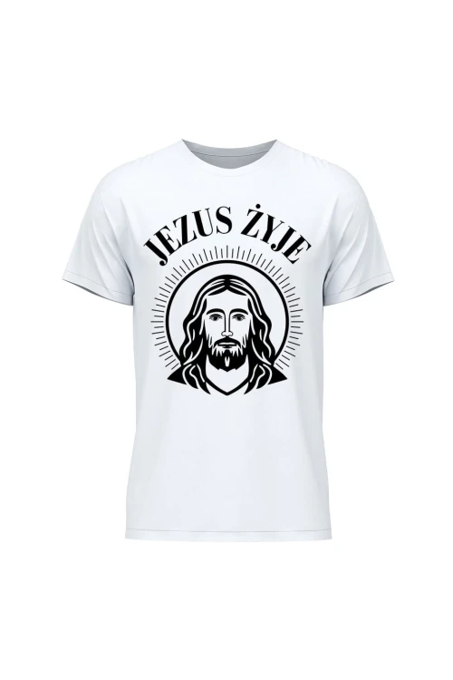 Koszulka męska Jezus żyje - biała