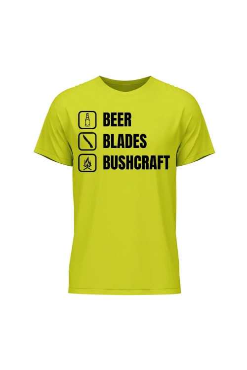 Koszulka męska Beer blades and bushcraft - limonka