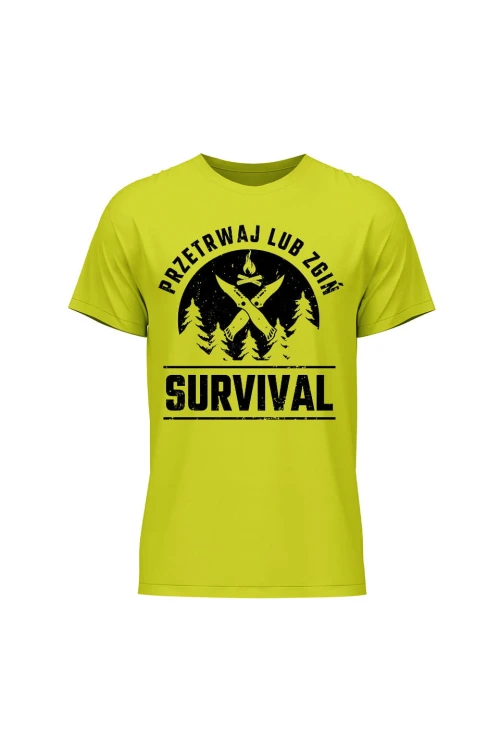 Koszulka męska Survival Przetrwaj lub zgiń - limonka