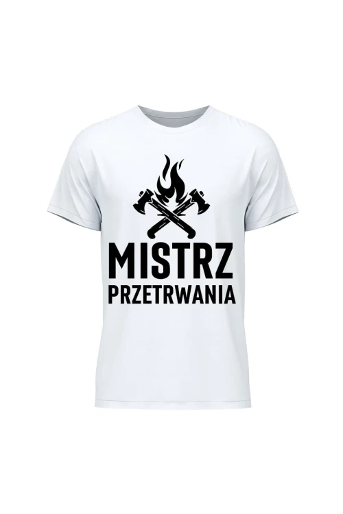 Koszulka męska Mistrz przetrwania - biała