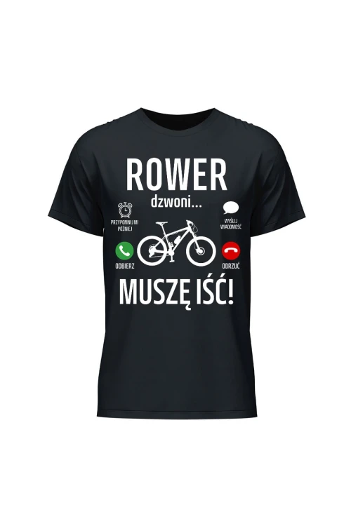 Koszulka męska Rower dzwoni muszę iść MTB - czarna