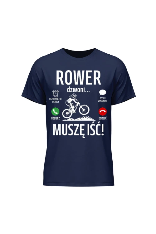 Koszulka męska Rower dzwoni muszę iść Downhill - granatowa