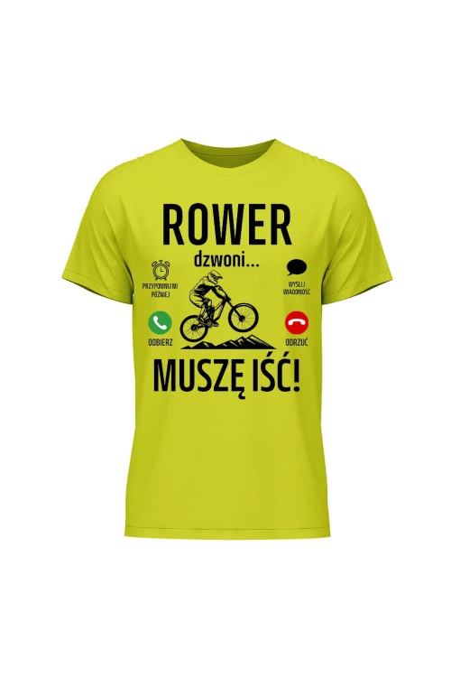 Koszulka męska Rower dzwoni muszę iść Downhill - limonka