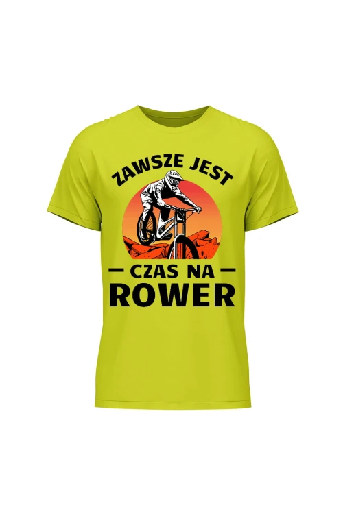 Koszulka męska Zawsze jest czas na rower Downhill MTB - limonka