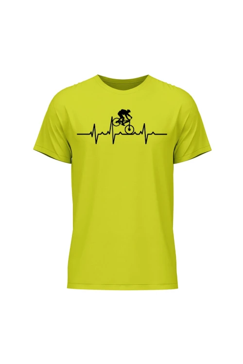 Koszulka męska Rower MTB Bicie serca - limonka