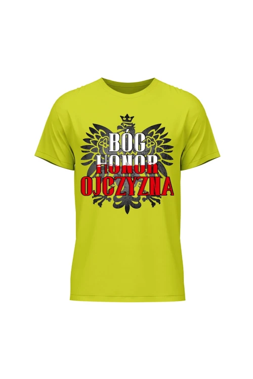Koszulka męska Bóg Honor Ojczyzna - limonka
