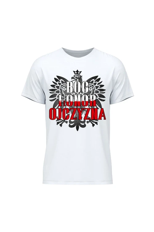 Koszulka męska Bóg Honor Ojczyzna - biała