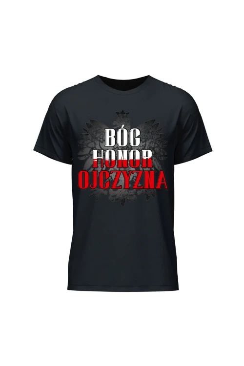 Koszulka męska Bóg Honor Ojczyzna - czarna