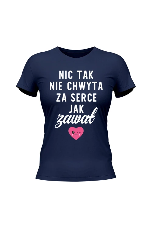 Koszulka damska Nic tak nie chwyta za serce jak zawał - granatowa