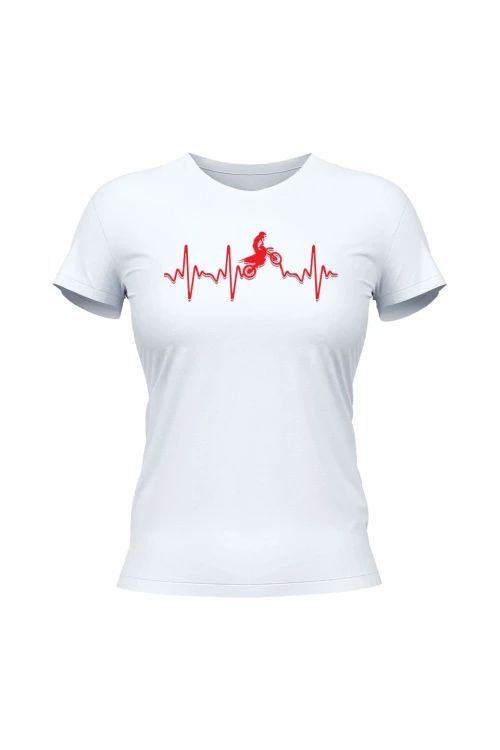 Koszulka damska Motocross heartbeat - biała
