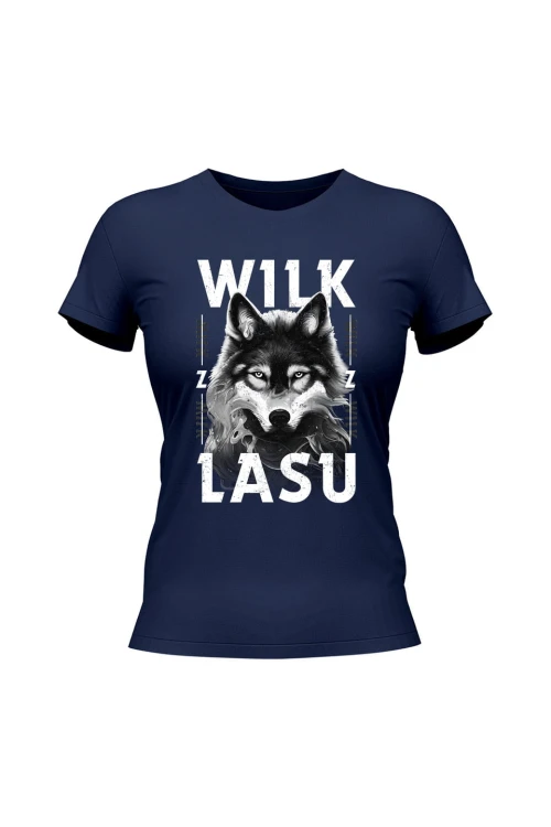 Koszulka damska Wilk z lasu - granatowa
