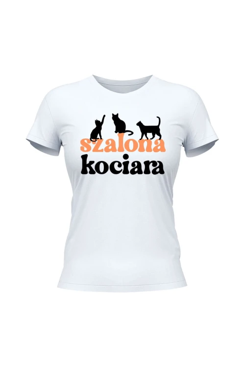 Koszulka damska Szalona kociara - biała