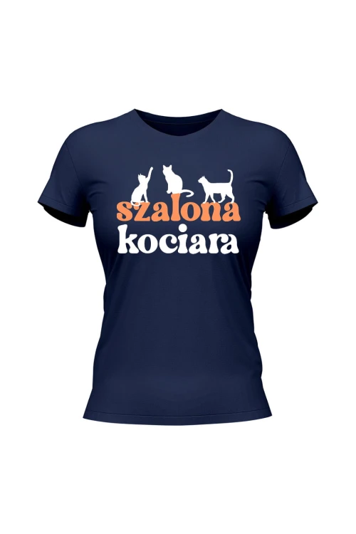 Koszulka damska Szalona kociara - granatowa