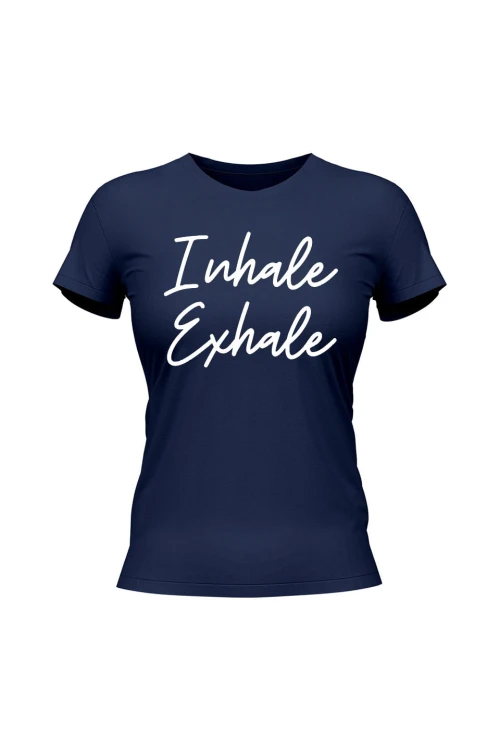 Koszulka damska Inhale Exhale - granatowa