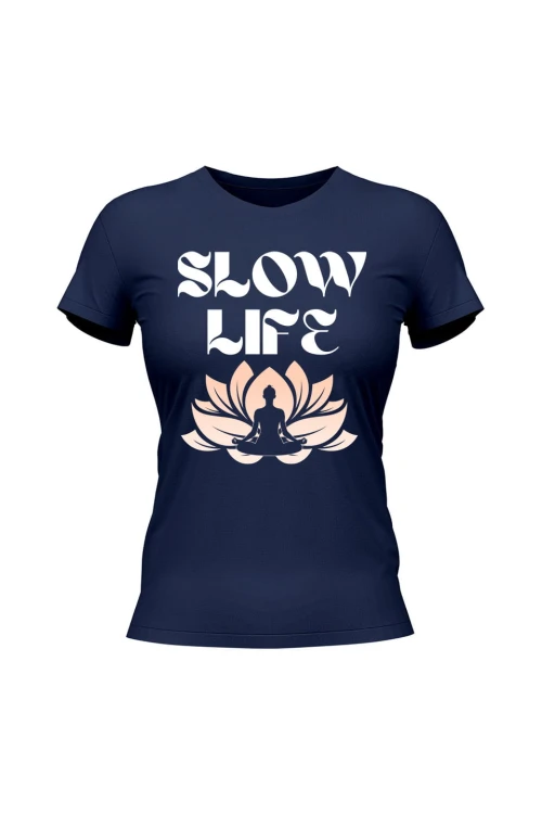 Koszulka damska Slow life - granatowa