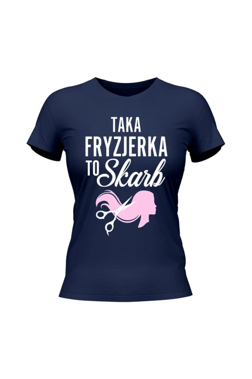 Koszulka damska Taka fryzjerka to skab - granatowa