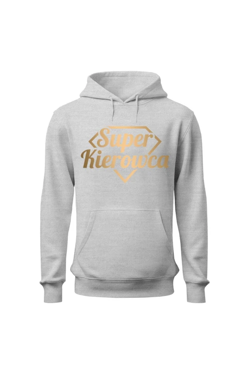 Bluza męska z kapturem Super kierowca złoty - szara