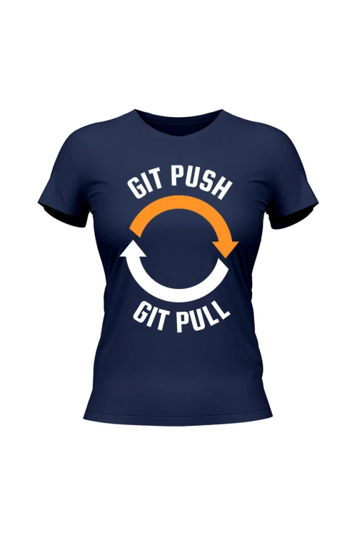 Koszulka damska Git push git pull - granatowa
