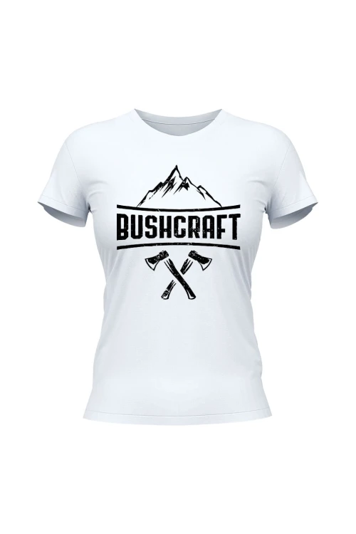 Koszulka damska Bushcraft napis - biała